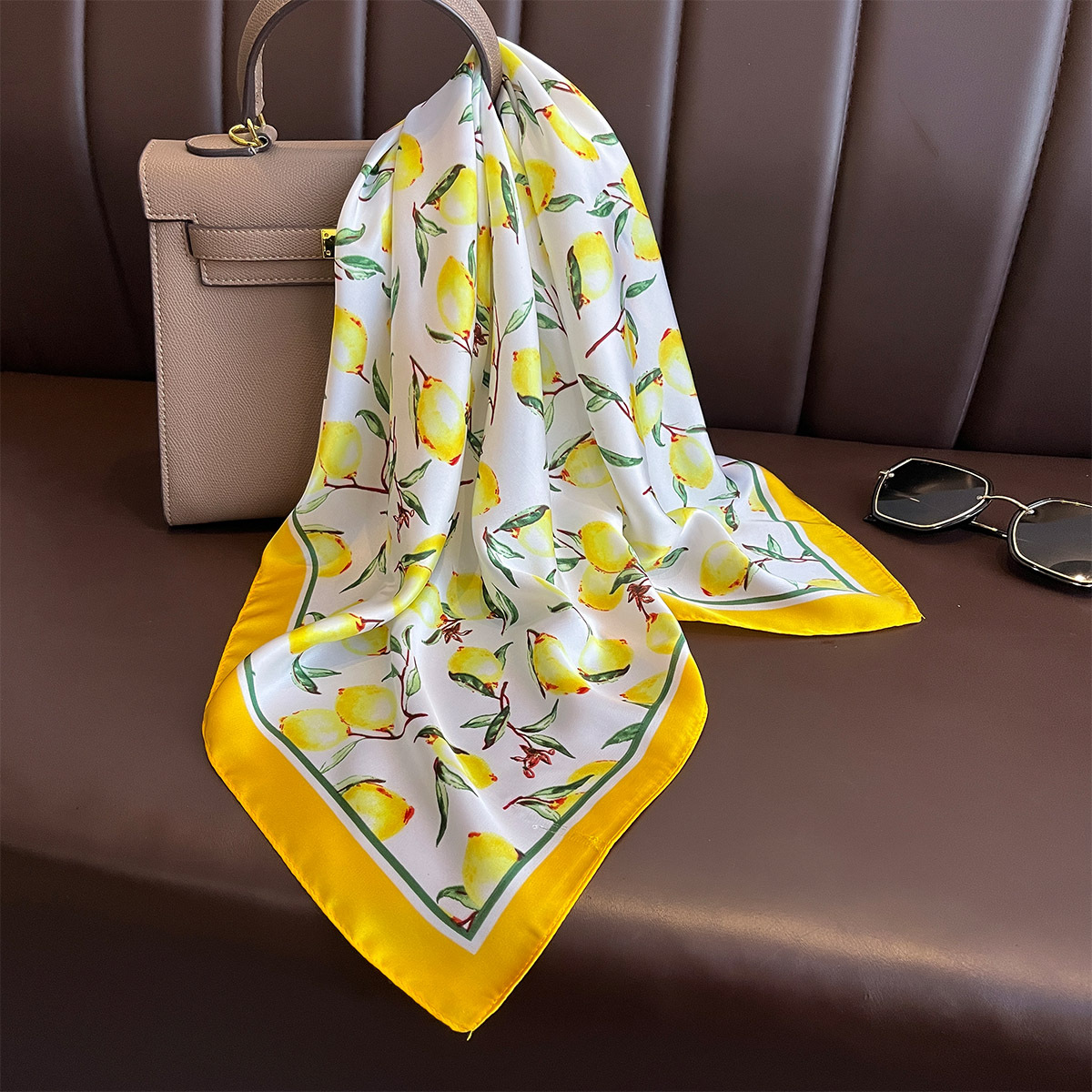 2025 New Yellow Lemon Print Sq - Women Fashion Necktie 评论和价格