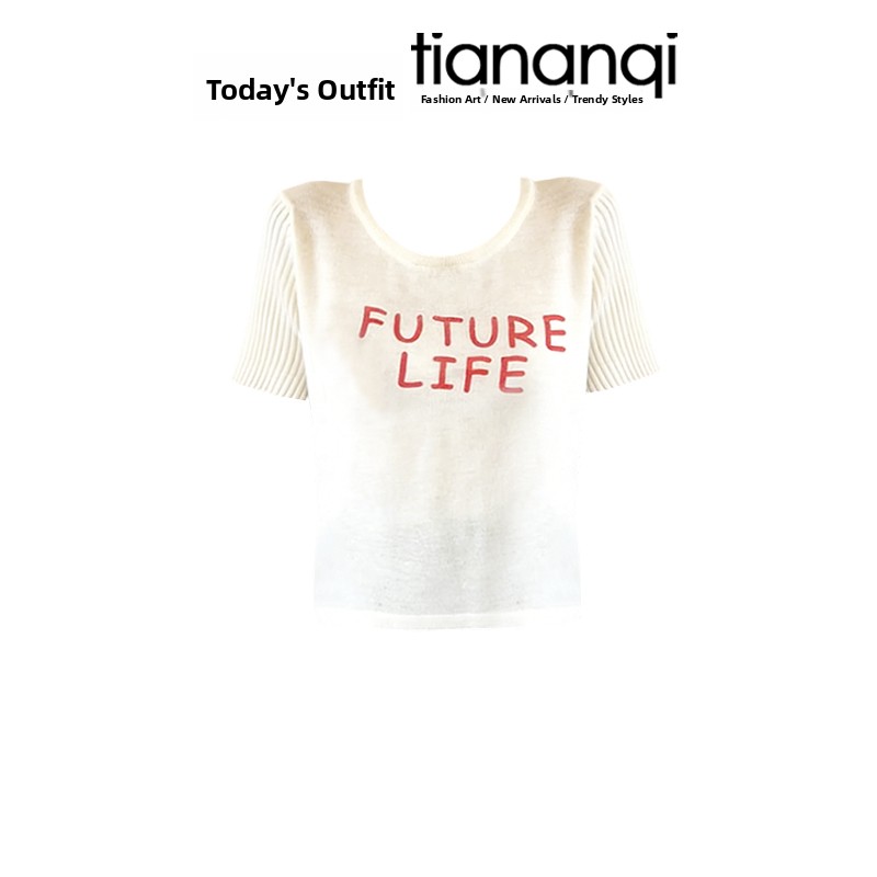 Summer New Design Letter Print - Women Fashion Jeans Top 评论和价格