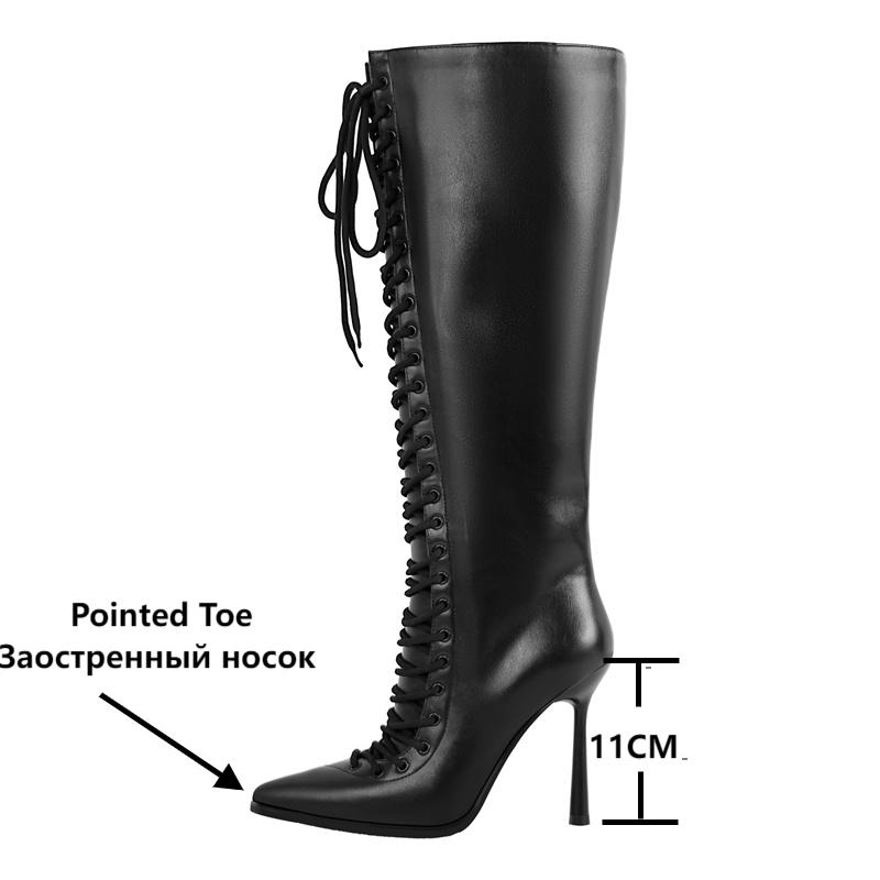Onlymaker Pointed Toe Lace Up  - Women'S Fashion Knee High Boots 评论和价格