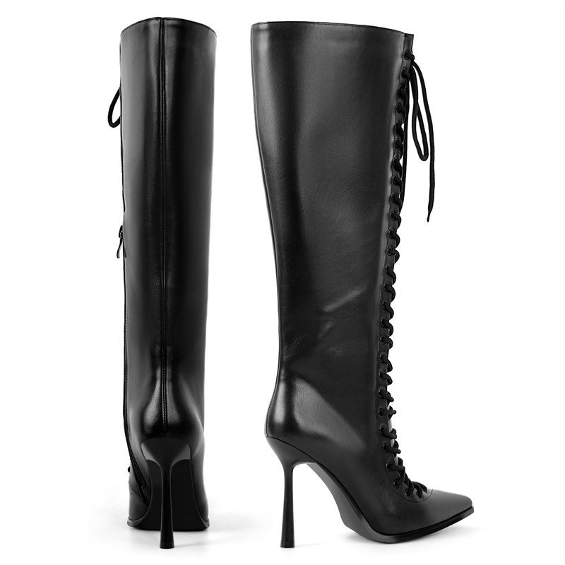 Onlymaker Pointed Toe Lace Up  - Women'S Fashion Knee High Boots 评论和价格