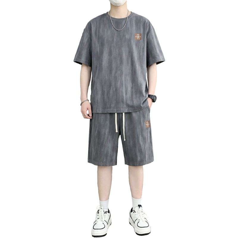 【T-Shirt + 5-Point Shorts】Men' - Tie Dye Two Piece 评论和价格