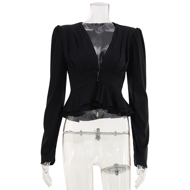 Women Blouse V Neck Long Sleev - Wrap Blouse Chiffon 评论和价格
