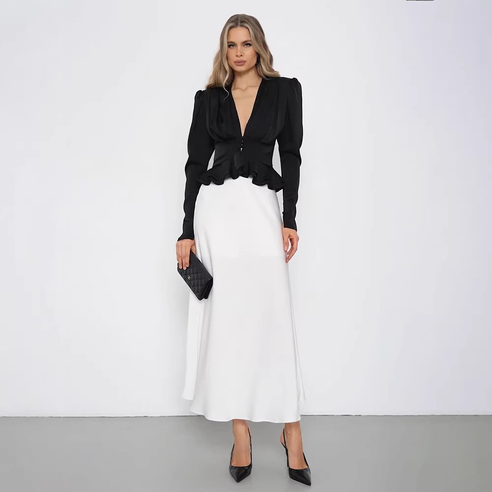 Women Blouse V Neck Long Sleev - Wrap Blouse Chiffon 评论和价格