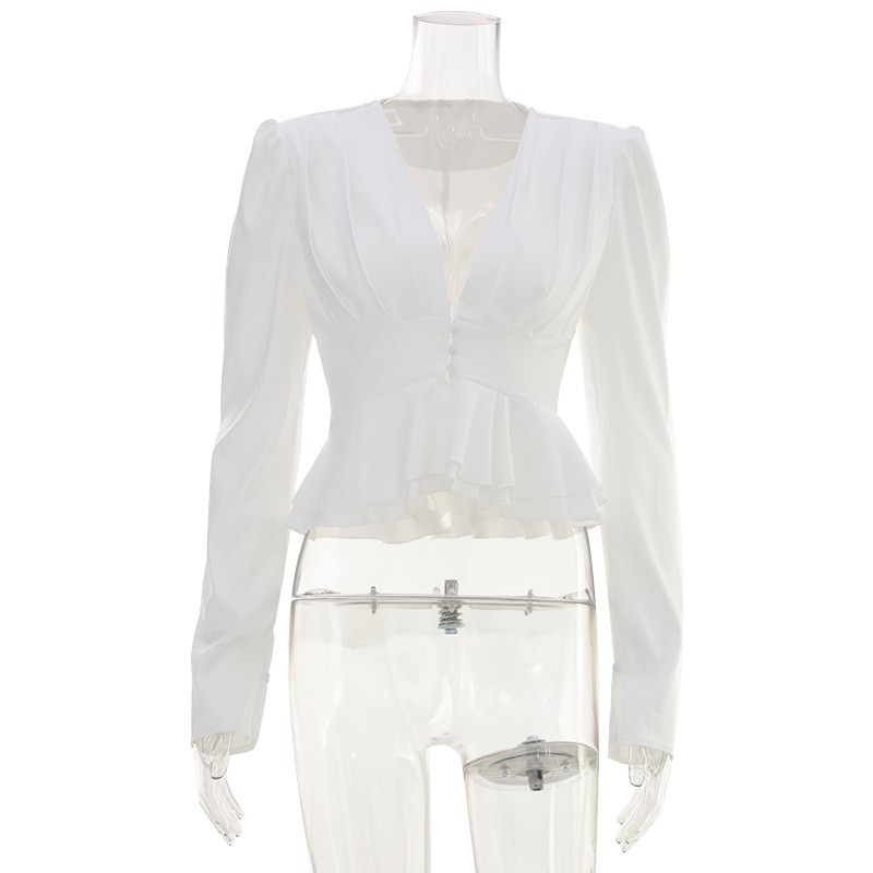 Women Blouse V Neck Long Sleev - Wrap Blouse Chiffon 评论和价格