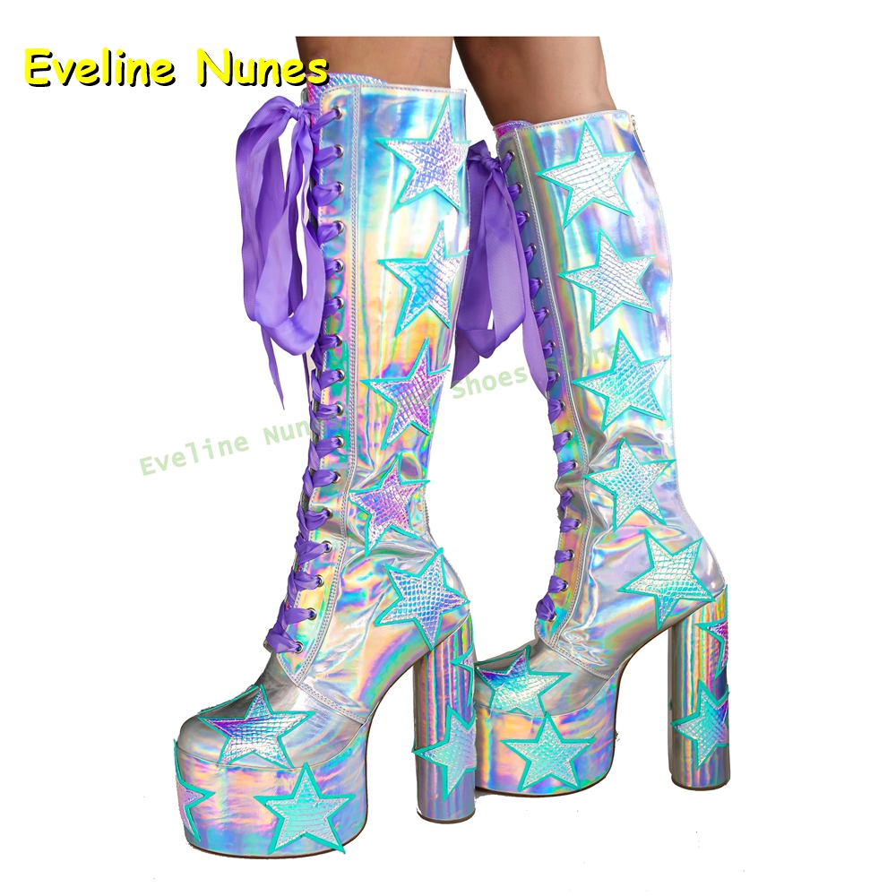 Star Print Multi Color Platfor - Women'S Fashion Boots 2025 评论和价格