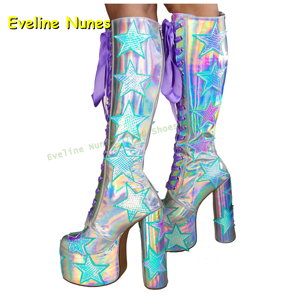 Star Print Multi Color Platfor - Women'S Fashion Boots 2025 评论和价格