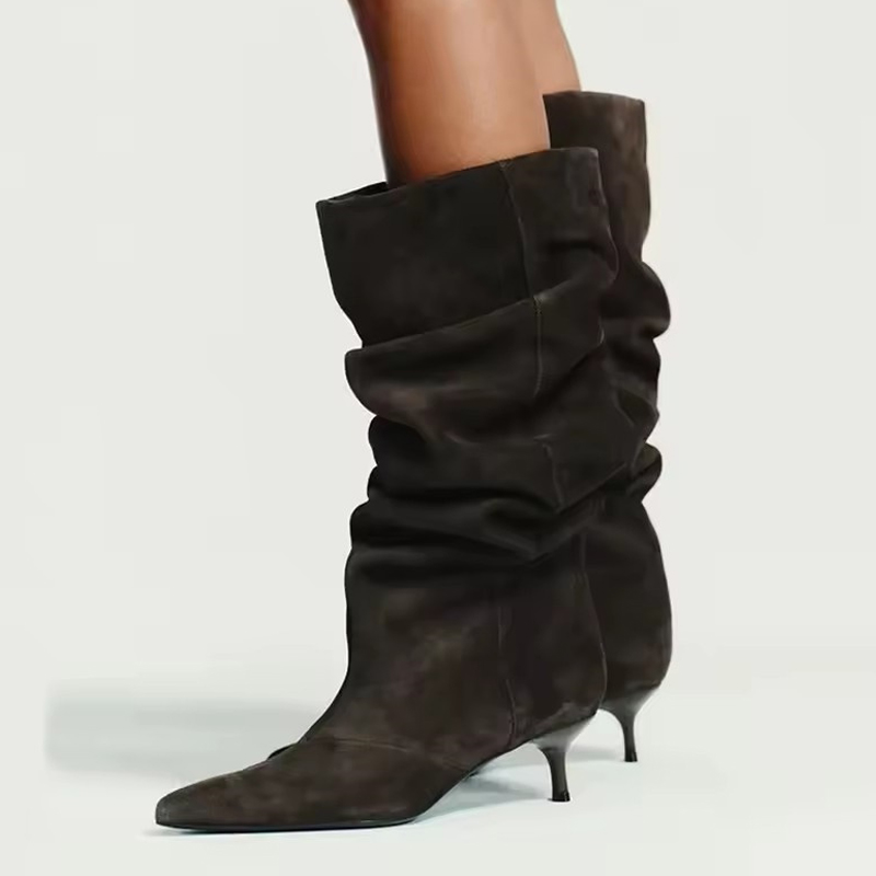 Liyke Runway Fashion Pleated S - Women'S Fashion Knee High Boots 评论和价格