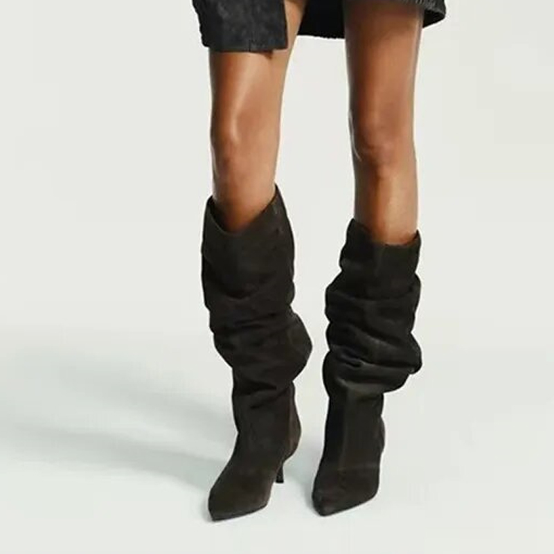 Liyke Runway Fashion Pleated S - Women'S Fashion Knee High Boots 评论和价格