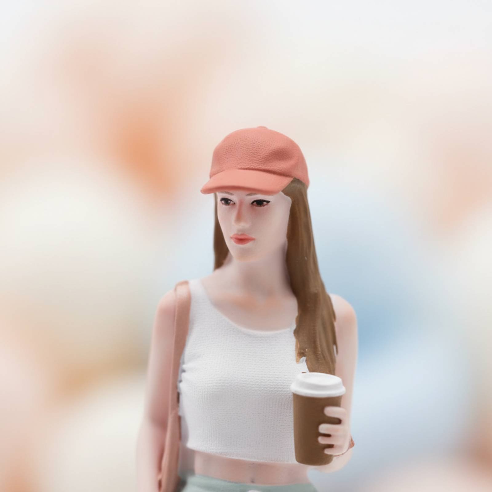 Girl Figure Holding Coffee Col - Women Fashion Pose 评论和价格