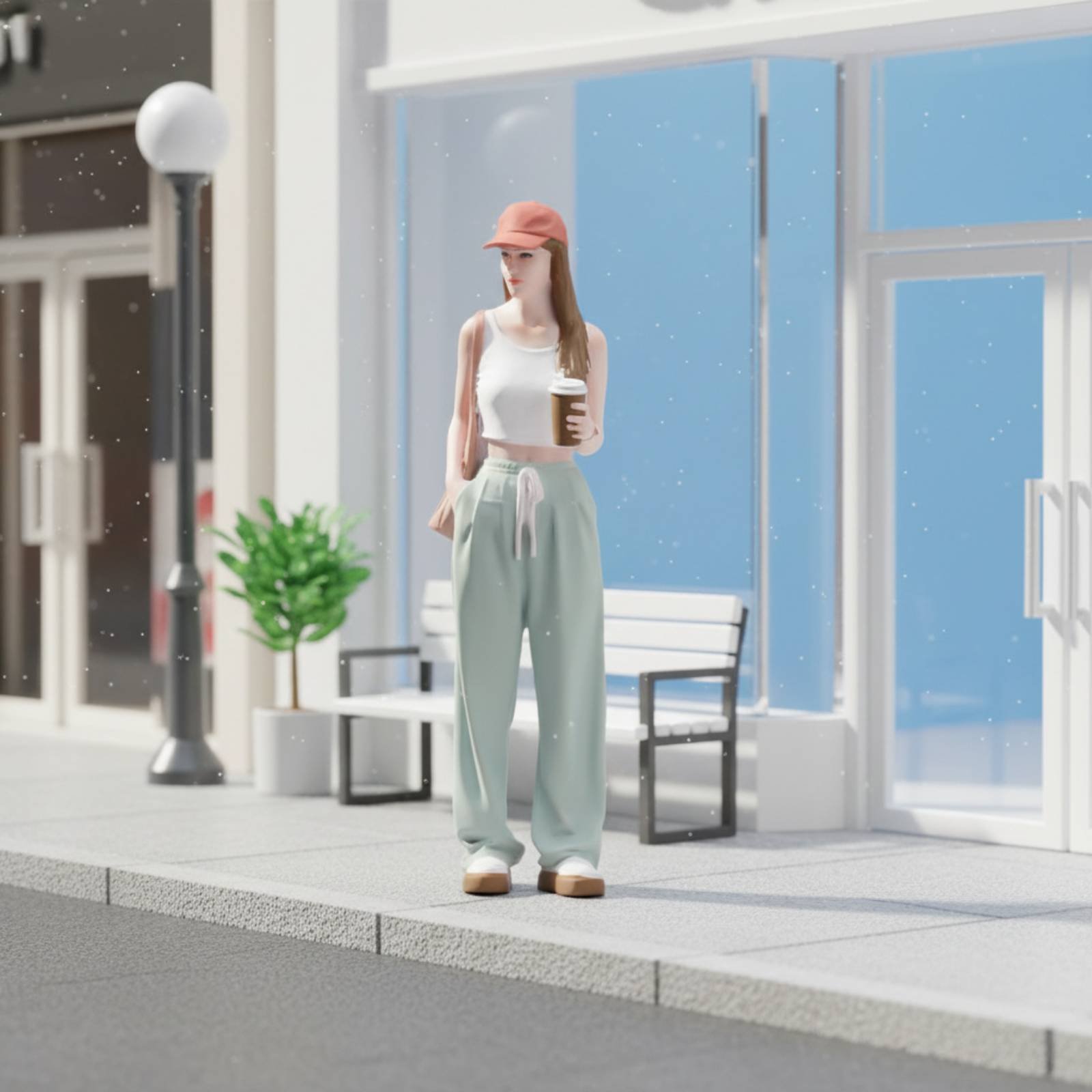 Girl Figure Holding Coffee Col - Women Fashion Pose 评论和价格