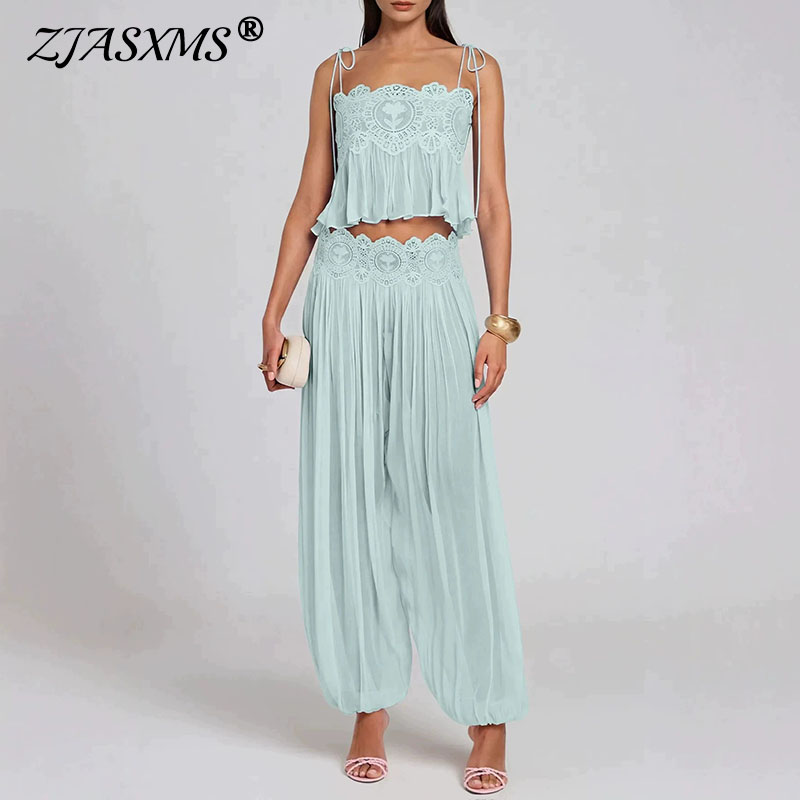 Boho Lace Trim 2 Piece Outfit  - Tie Dye Two Piece 评论和价格