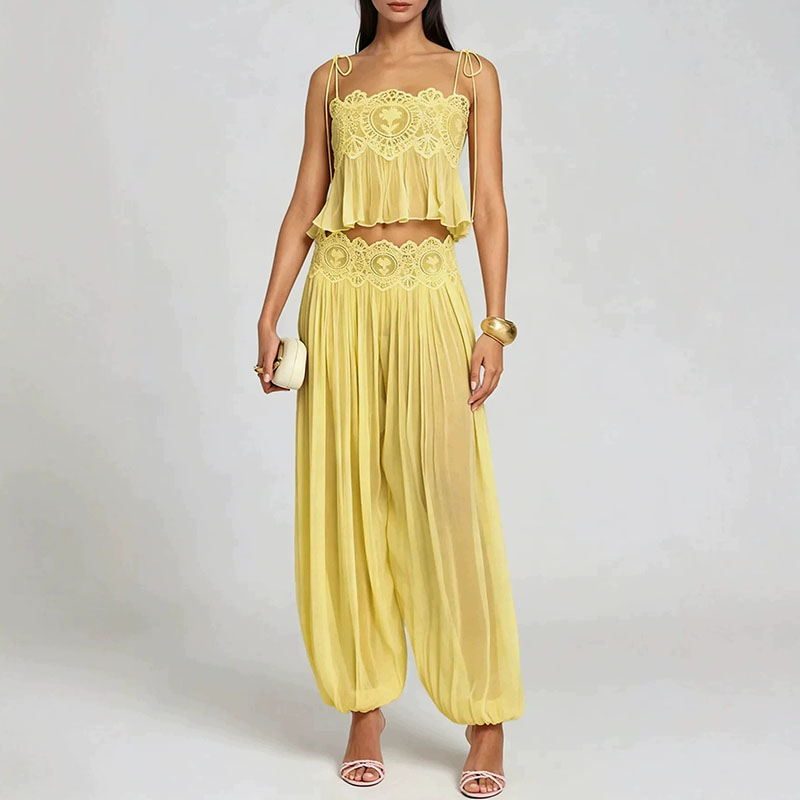 Boho Lace Trim 2 Piece Outfit  - Tie Dye Two Piece 评论和价格