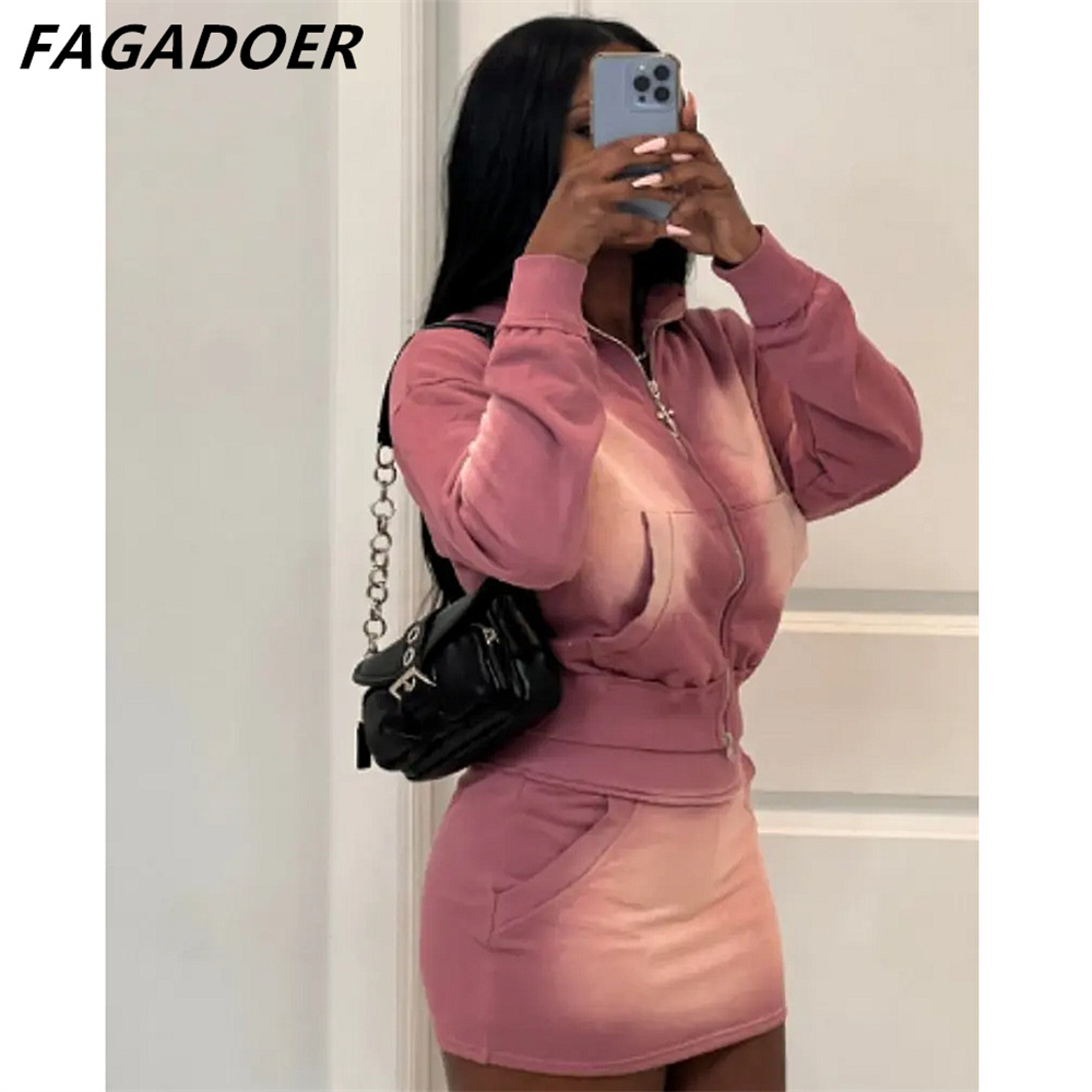 FAGADOER Pink Tie Dye Print Tw - Tie Dye Two Piece 评论和价格