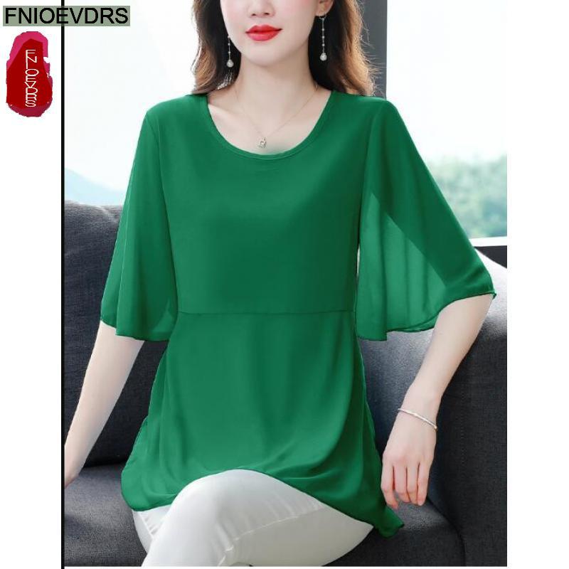 M-4XL Loose Clothes 2023 Women - Wrap Blouse Chiffon 评论和价格