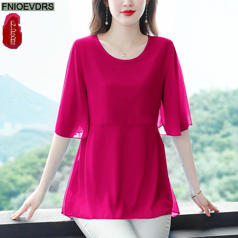 M-4XL Loose Clothes 2023 Women - Wrap Blouse Chiffon 评论和价格