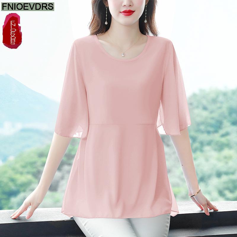 M-4XL Loose Clothes 2023 Women - Wrap Blouse Chiffon 评论和价格