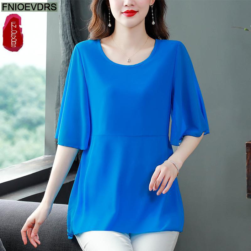M-4XL Loose Clothes 2023 Women - Wrap Blouse Chiffon 评论和价格
