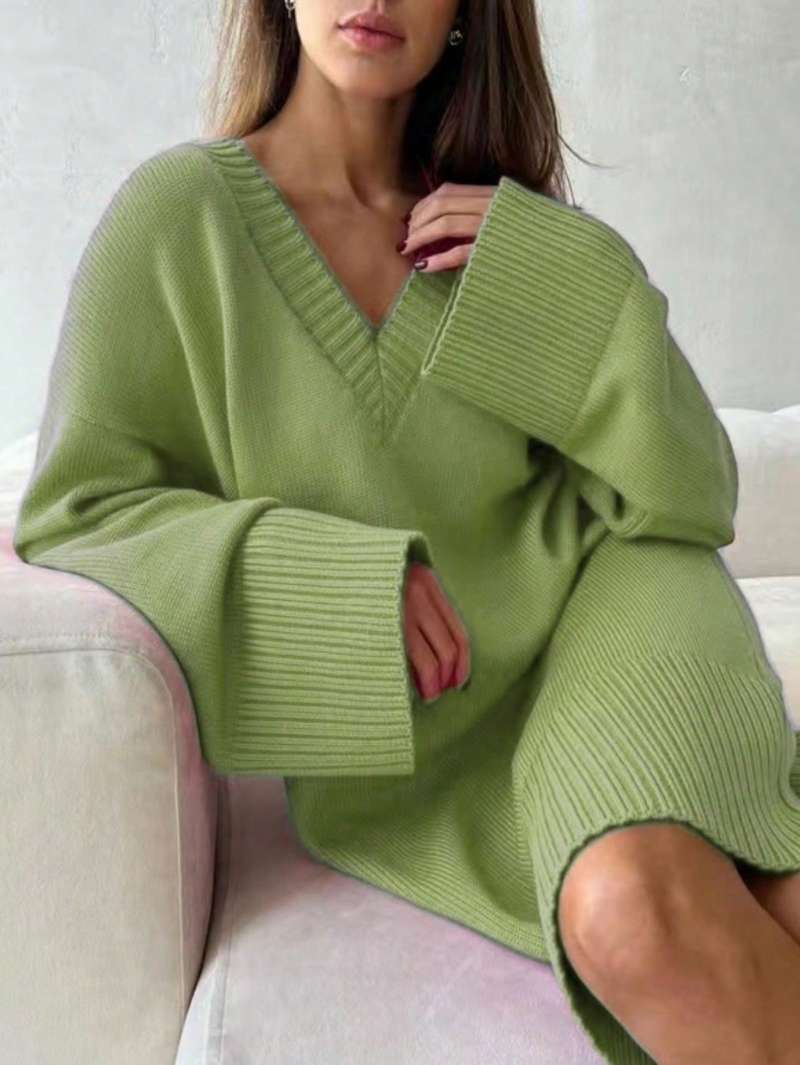 Plus Size Women Solid Color Sw - Ribbed Knit Sweater 评论和价格
