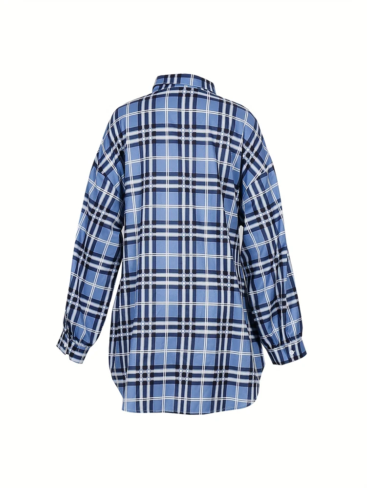 Women Plaid Shirt Dress Elasti - Belted Shirt Dress 评论和价格